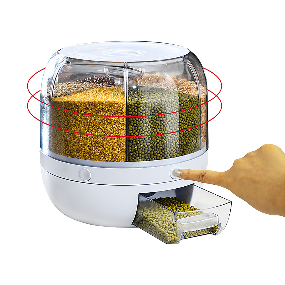 Rice Storage Cereal Dispenser Grain Container Rotating Dry Food Box V63-839231