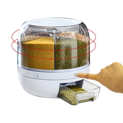 Rice Storage Cereal Dispenser Grain Container Rotating Dry Food Box V63-839231