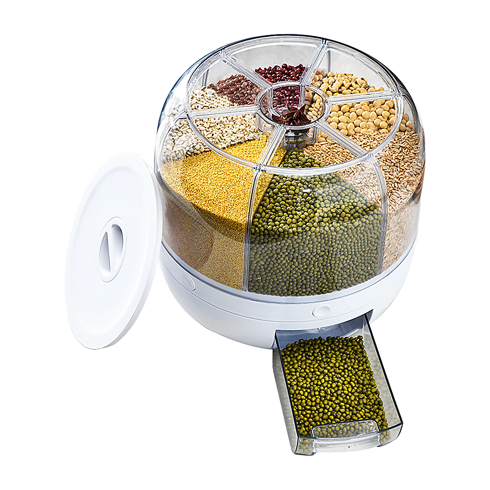 Rice Storage Cereal Dispenser Grain Container Rotating Dry Food Box V63-839231