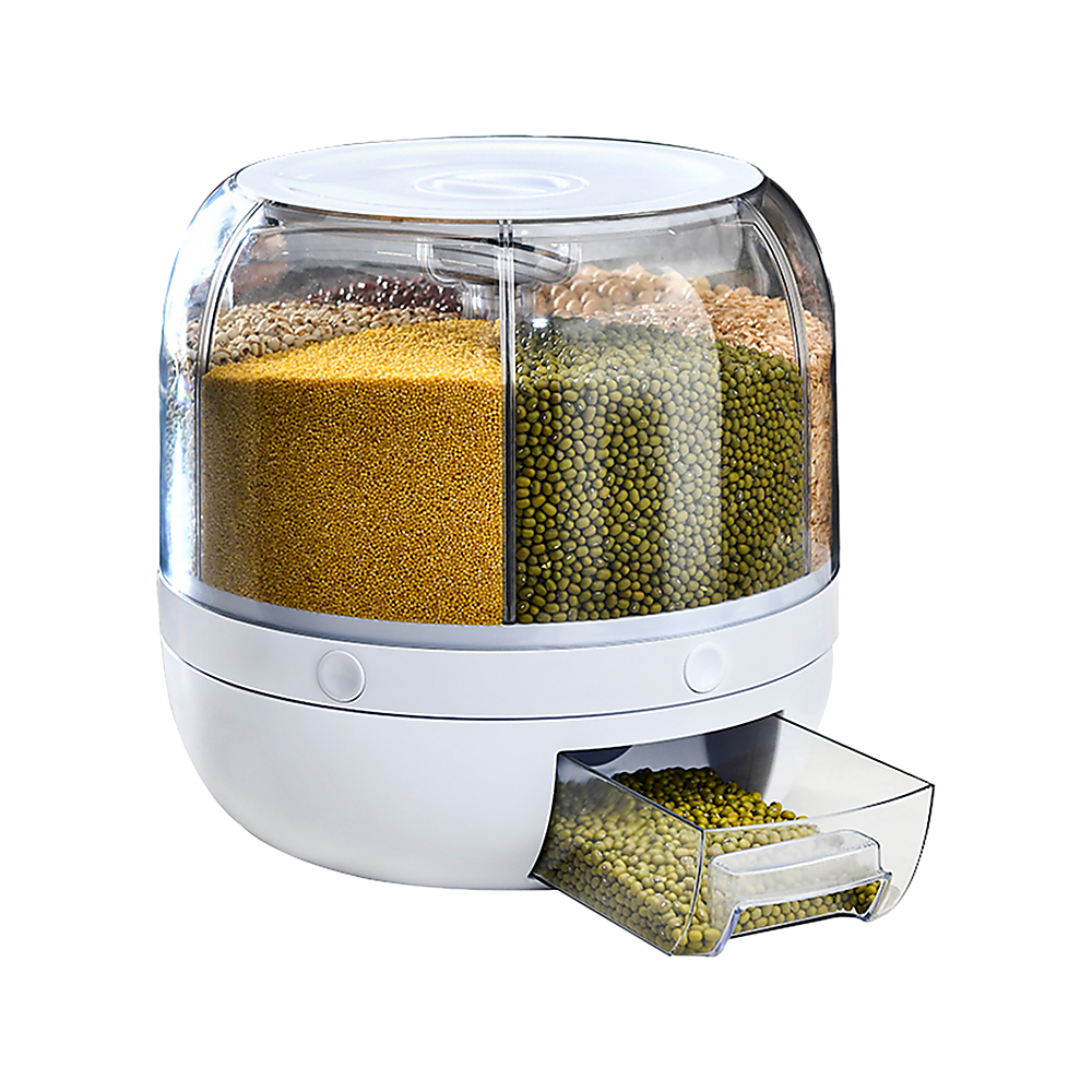 Rice Storage Cereal Dispenser Grain Container Rotating Dry Food Box V63-839231