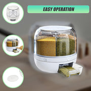 Rice Storage Cereal Dispenser Grain Container Rotating Dry Food Box V63-839231