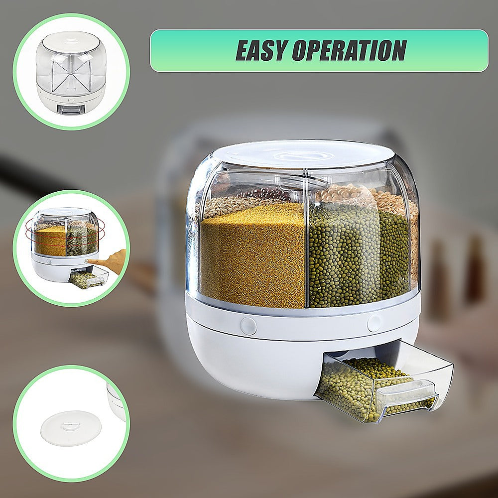 Rice Storage Cereal Dispenser Grain Container Rotating Dry Food Box V63-839231
