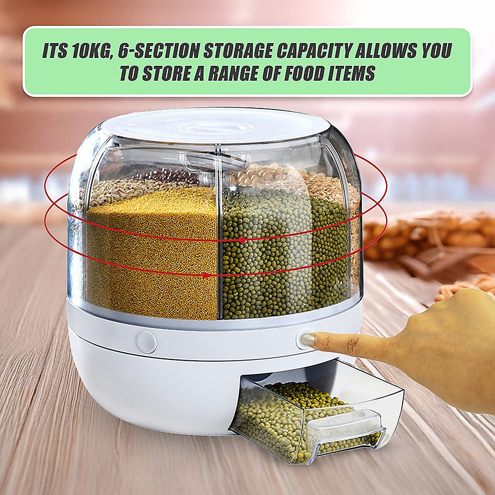 Rice Storage Cereal Dispenser Grain Container Rotating Dry Food Box V63-839231
