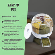 Rice Storage Cereal Dispenser Grain Container Rotating Dry Food Box V63-839231