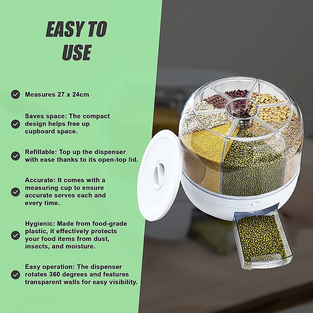 Rice Storage Cereal Dispenser Grain Container Rotating Dry Food Box V63-839231