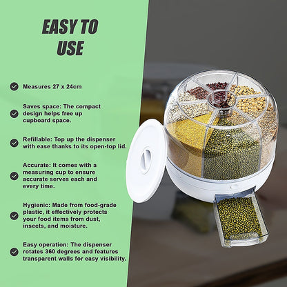 Rice Storage Cereal Dispenser Grain Container Rotating Dry Food Box V63-839231
