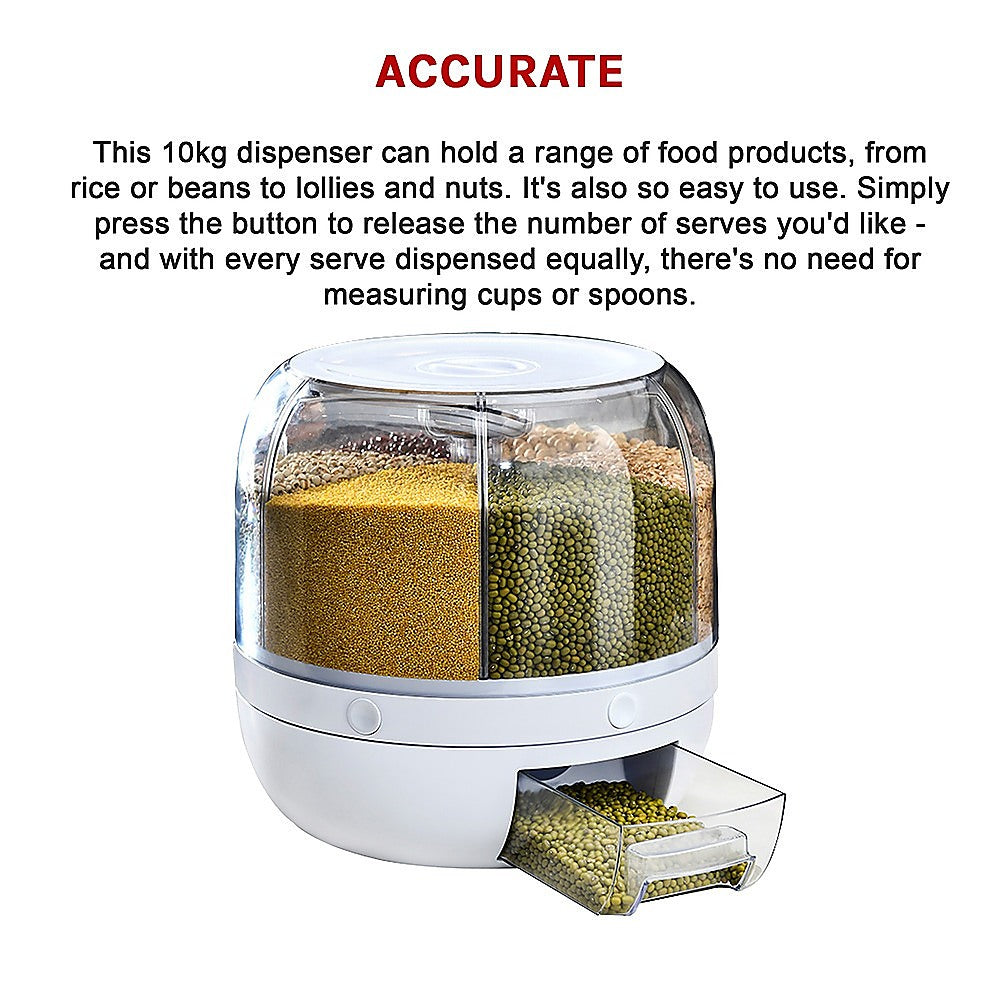 Rice Storage Cereal Dispenser Grain Container Rotating Dry Food Box V63-839231