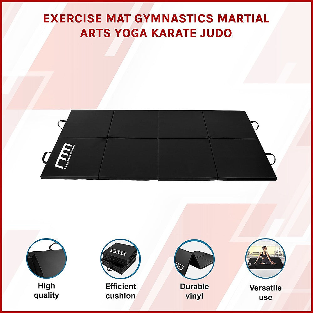 Folding Black Exercise Mat - Gymnastics, Martial Arts, Yoga, Karate & Judo Training V63-839241