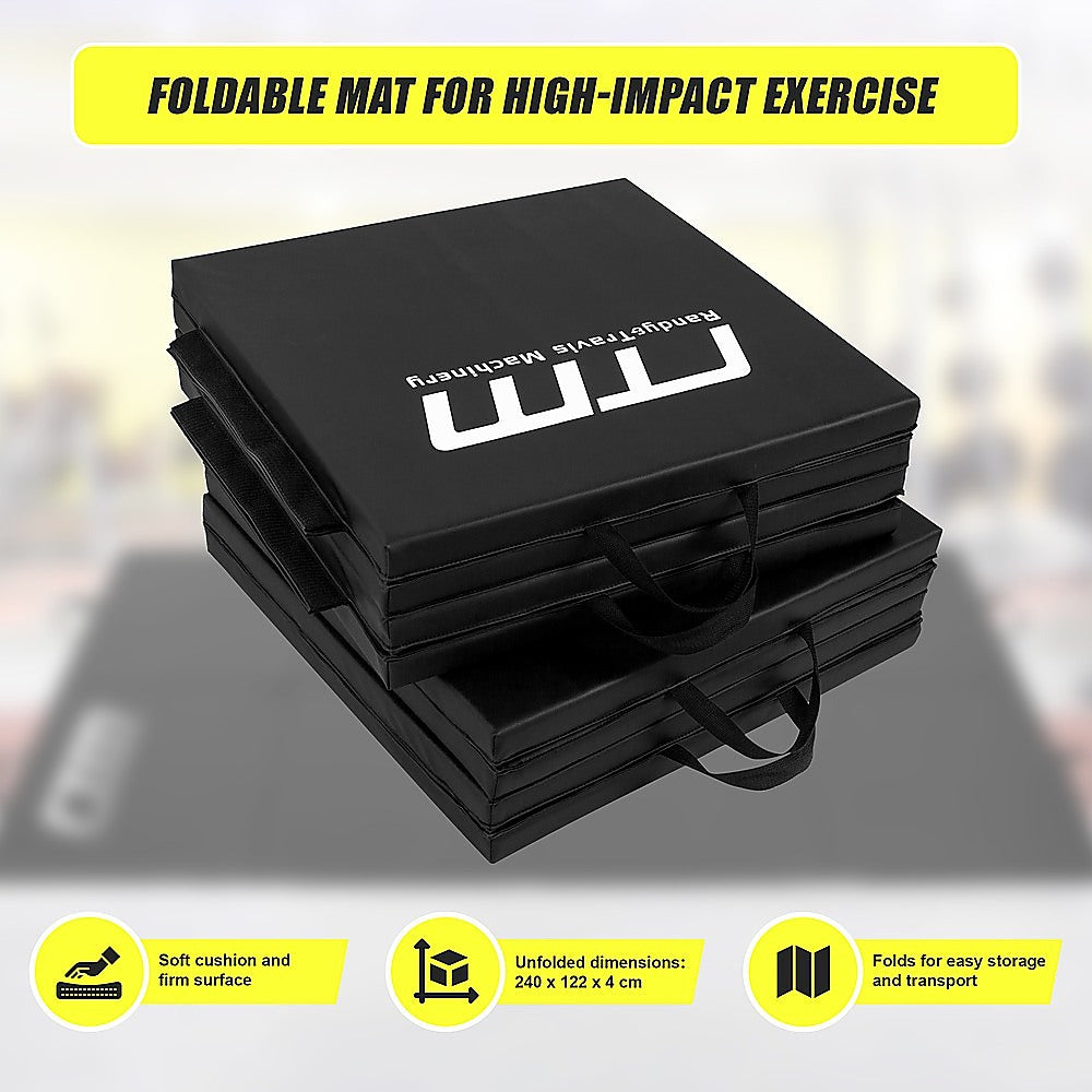 Folding Black Exercise Mat - Gymnastics, Martial Arts, Yoga, Karate & Judo Training V63-839241