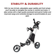 Golf Club Buggy Trolley Cart Compact Foldable 3 Wheel V63-839311