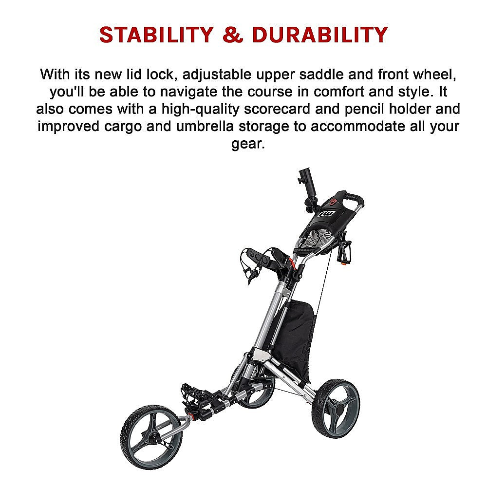Golf Club Buggy Trolley Cart Compact Foldable 3 Wheel V63-839311