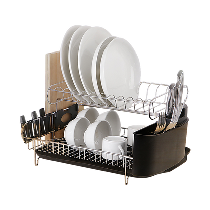 Dish Drying Rack Drainer Cup Plate Holder Cutlery Tray Kitchen Organiser V63-839321