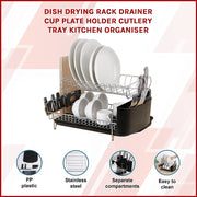 Dish Drying Rack Drainer Cup Plate Holder Cutlery Tray Kitchen Organiser V63-839321