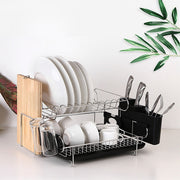 Dish Drying Rack Drainer Cup Plate Holder Cutlery Tray Kitchen Organiser V63-839321