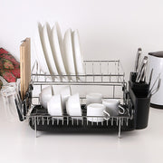 Dish Drying Rack Drainer Cup Plate Holder Cutlery Tray Kitchen Organiser V63-839321