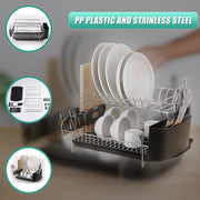 Dish Drying Rack Drainer Cup Plate Holder Cutlery Tray Kitchen Organiser V63-839321