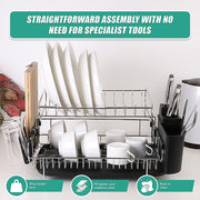 Dish Drying Rack Drainer Cup Plate Holder Cutlery Tray Kitchen Organiser V63-839321