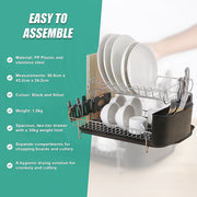 Dish Drying Rack Drainer Cup Plate Holder Cutlery Tray Kitchen Organiser V63-839321