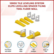 1000 Pack Tile Levelling System Clips Floor And Wall Tiling Spacers For Accurate Tile Alignment V63-839361
