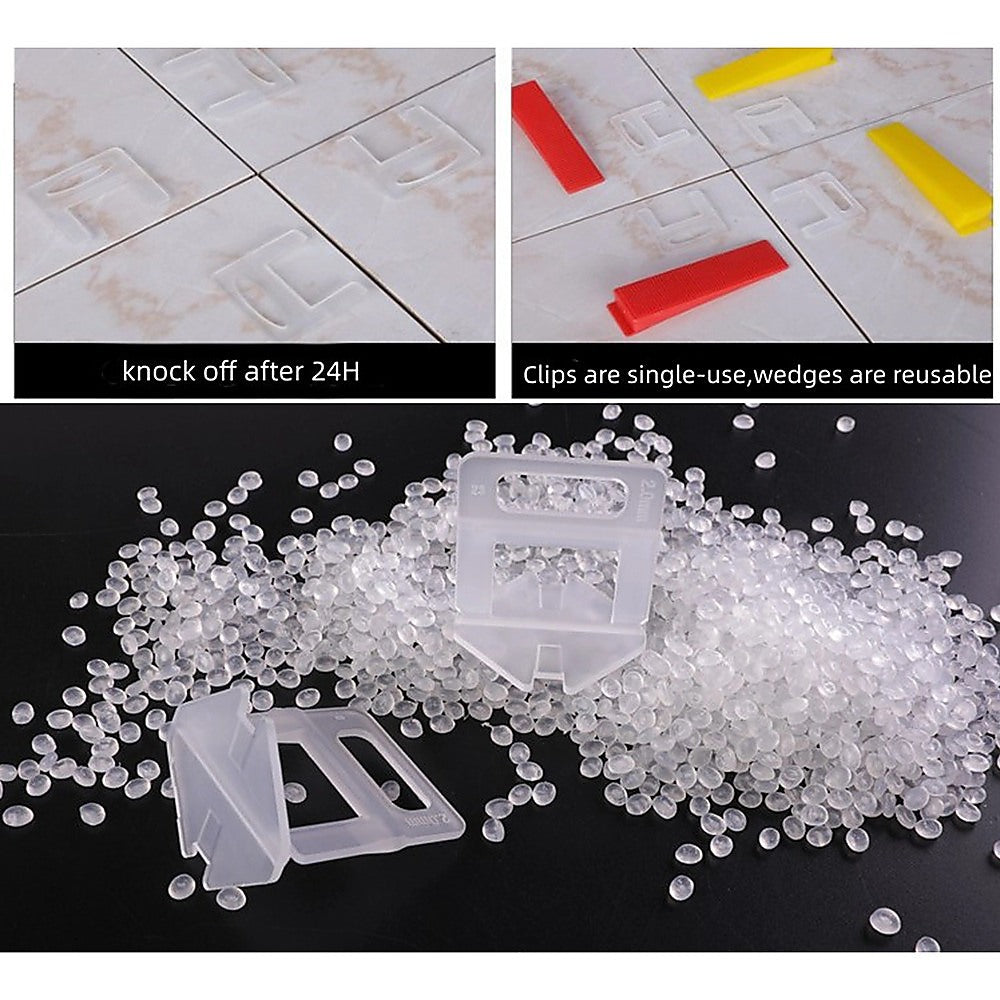 1000 Pack Tile Levelling System Clips Floor And Wall Tiling Spacers For Accurate Tile Alignment V63-839361