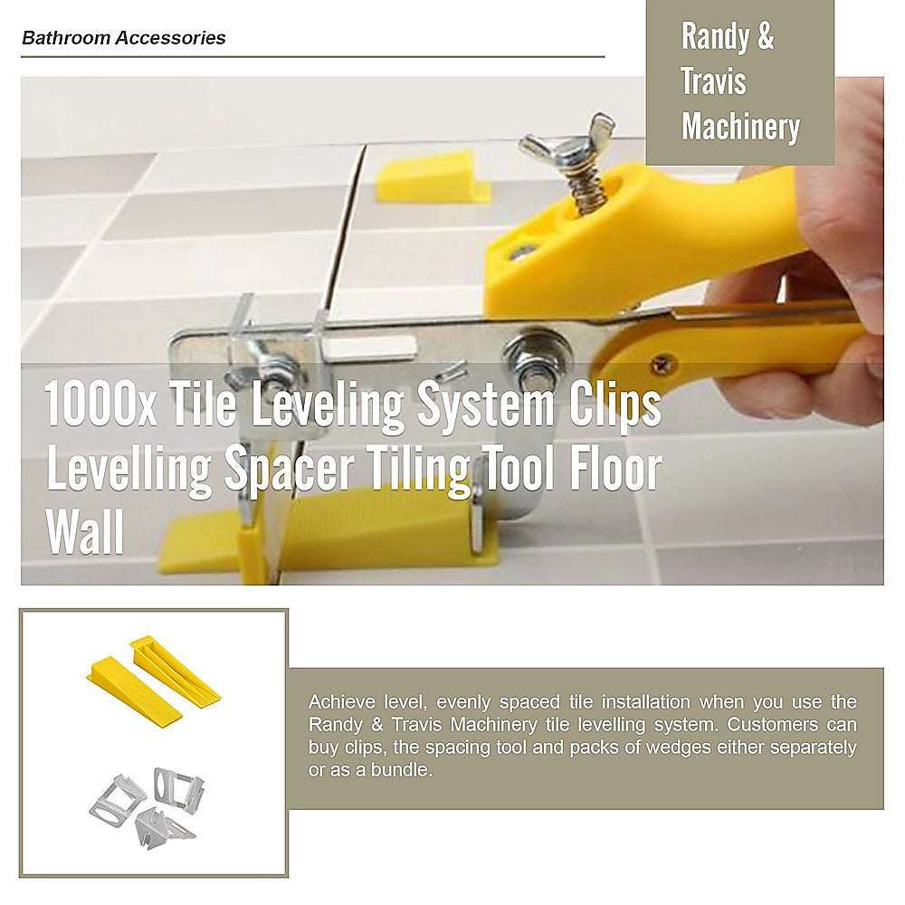 1000 Pack Tile Levelling System Clips Floor And Wall Tiling Spacers For Accurate Tile Alignment V63-839361