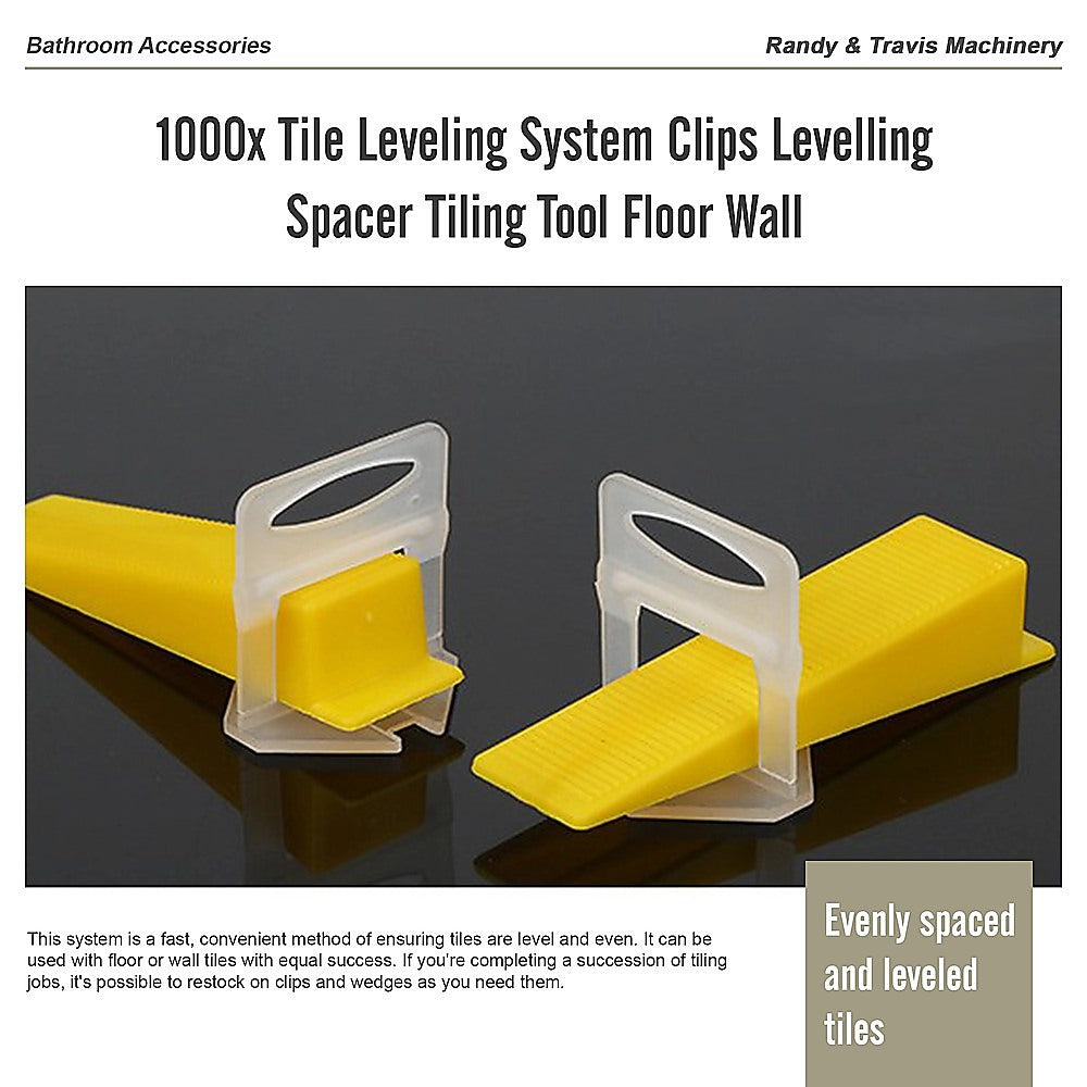 1000 Pack Tile Levelling System Clips Floor And Wall Tiling Spacers For Accurate Tile Alignment V63-839361