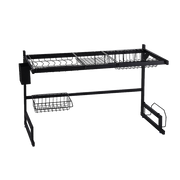 85cm Dish Drying Rack Drainer Over Sink Steel Cup Cutlery Organizer 2 Tier V63-839371