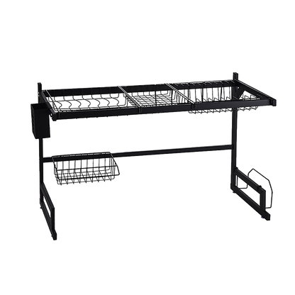 85cm Dish Drying Rack Drainer Over Sink Steel Cup Cutlery Organizer 2 Tier V63-839371