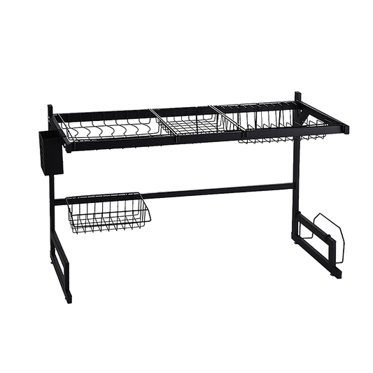 85cm Dish Drying Rack Drainer Over Sink Steel Cup Cutlery Organizer 2 Tier V63-839371