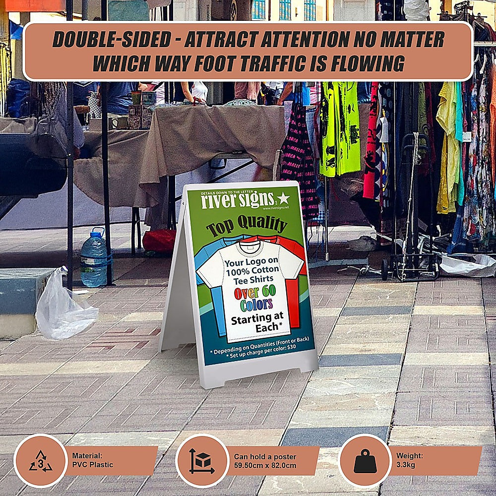 Double Side Sidewalk A-frame Sign Sandwich Board holds Graphic Plastic Panels V63-839411