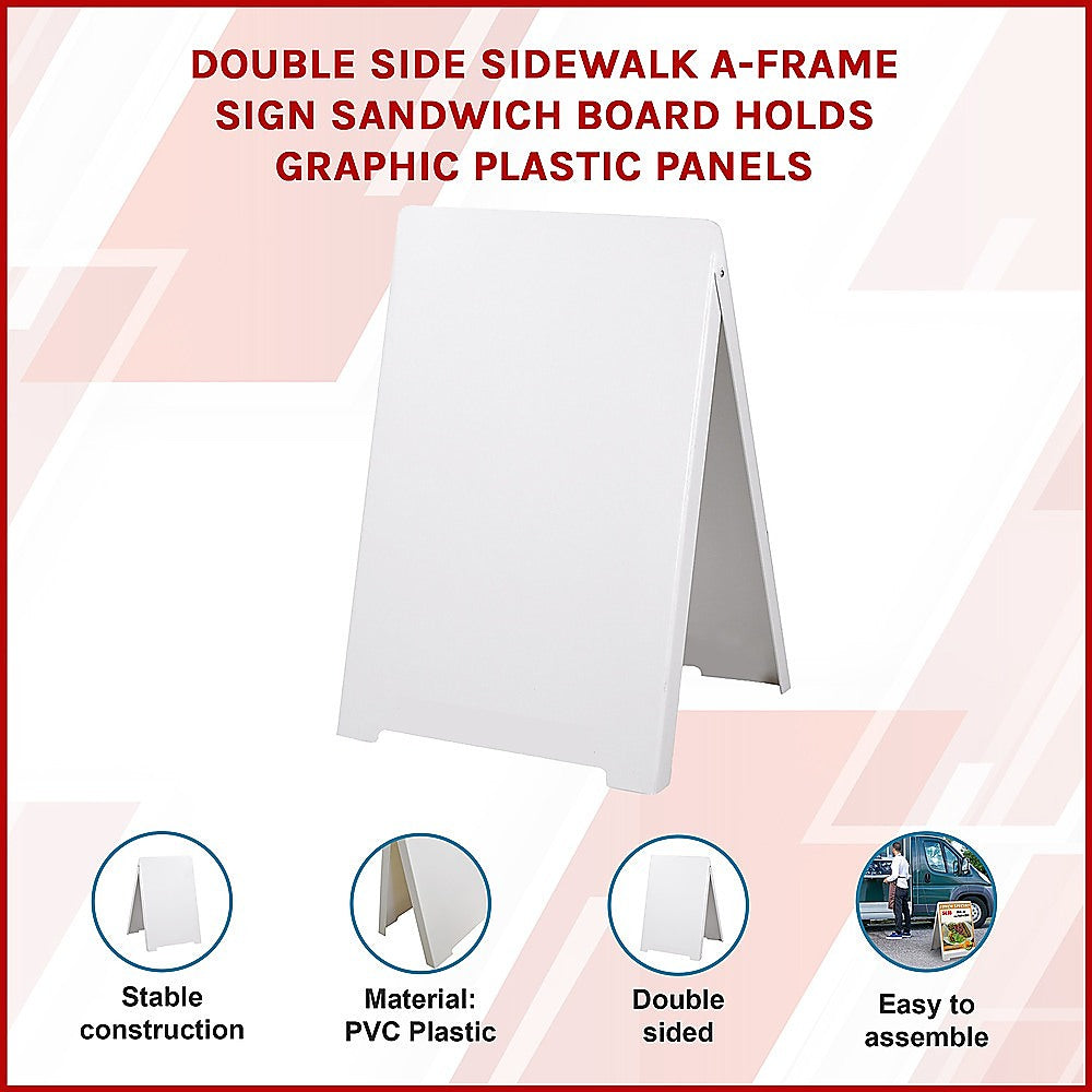Double Side Sidewalk A-frame Sign Sandwich Board holds Graphic Plastic Panels V63-839411