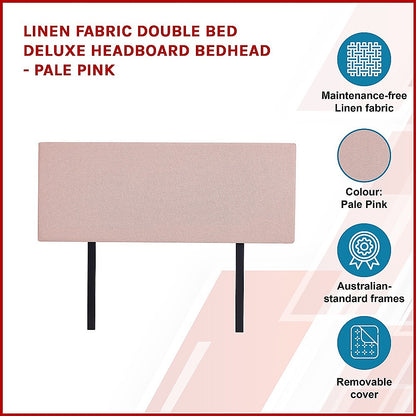 Linen Fabric Double Bed Deluxe Headboard Bedhead - Pale Pink V63-839461