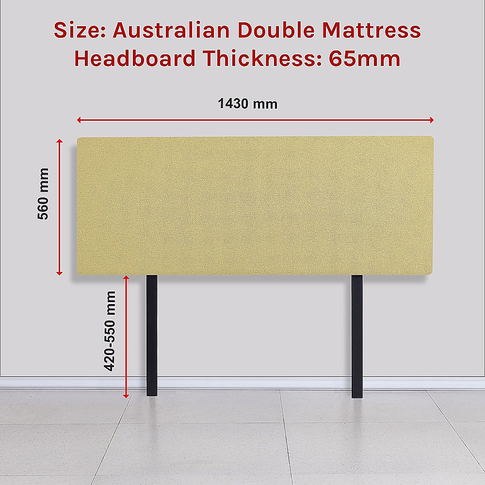 Linen Fabric Double Bed Deluxe Headboard Bedhead - Sulfur Yellow V63-839481