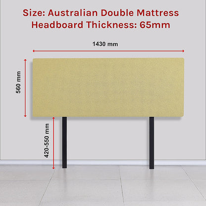 Linen Fabric Double Bed Deluxe Headboard Bedhead - Sulfur Yellow V63-839481