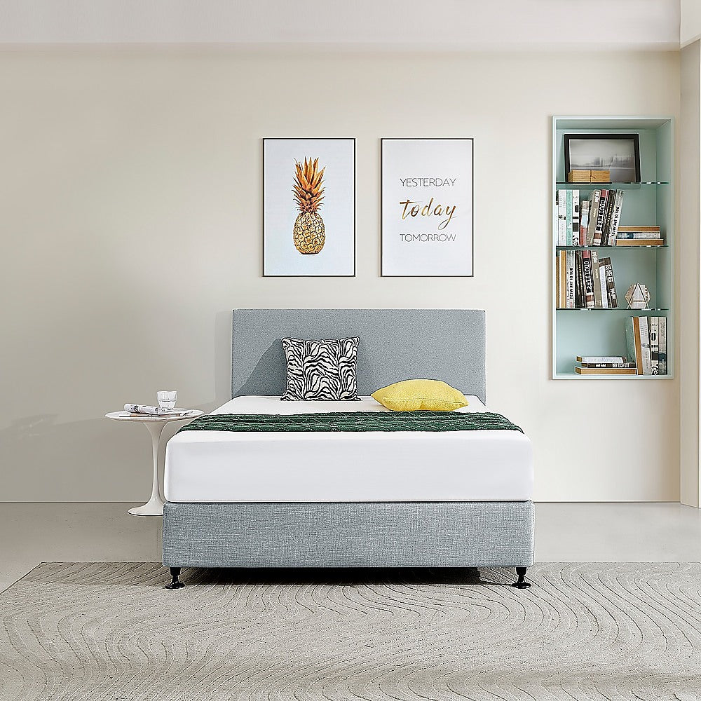 Linen Fabric Double Bed Deluxe Headboard Bedhead - Stone Grey V63-839501