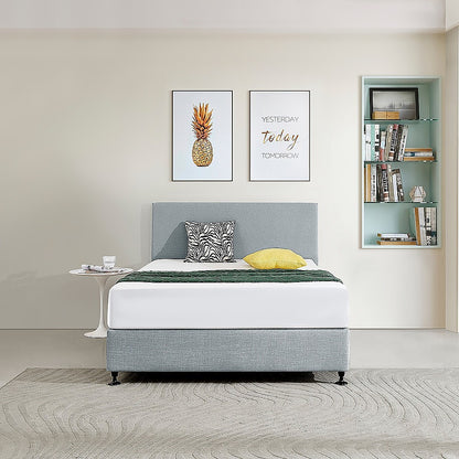 Linen Fabric Double Bed Deluxe Headboard Bedhead - Stone Grey V63-839501