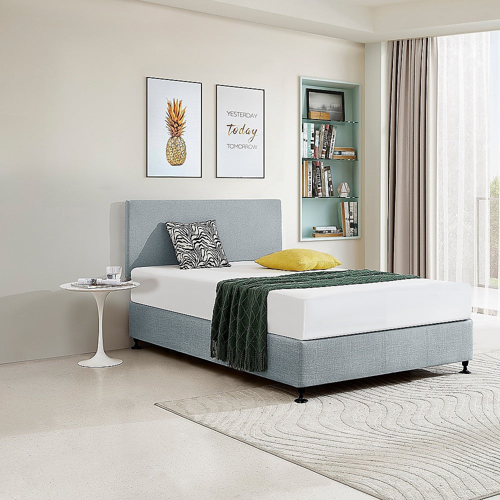 Linen Fabric Double Bed Deluxe Headboard Bedhead - Stone Grey V63-839501