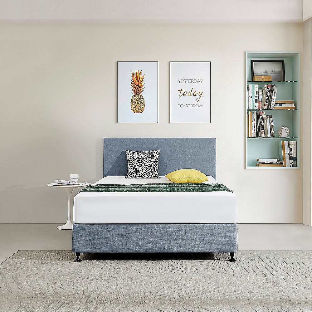 Linen Fabric Double Bed Deluxe Headboard Bedhead - Berlin Blue V63-839511