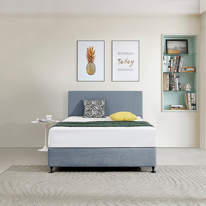 Linen Fabric Double Bed Deluxe Headboard Bedhead - Berlin Blue V63-839511