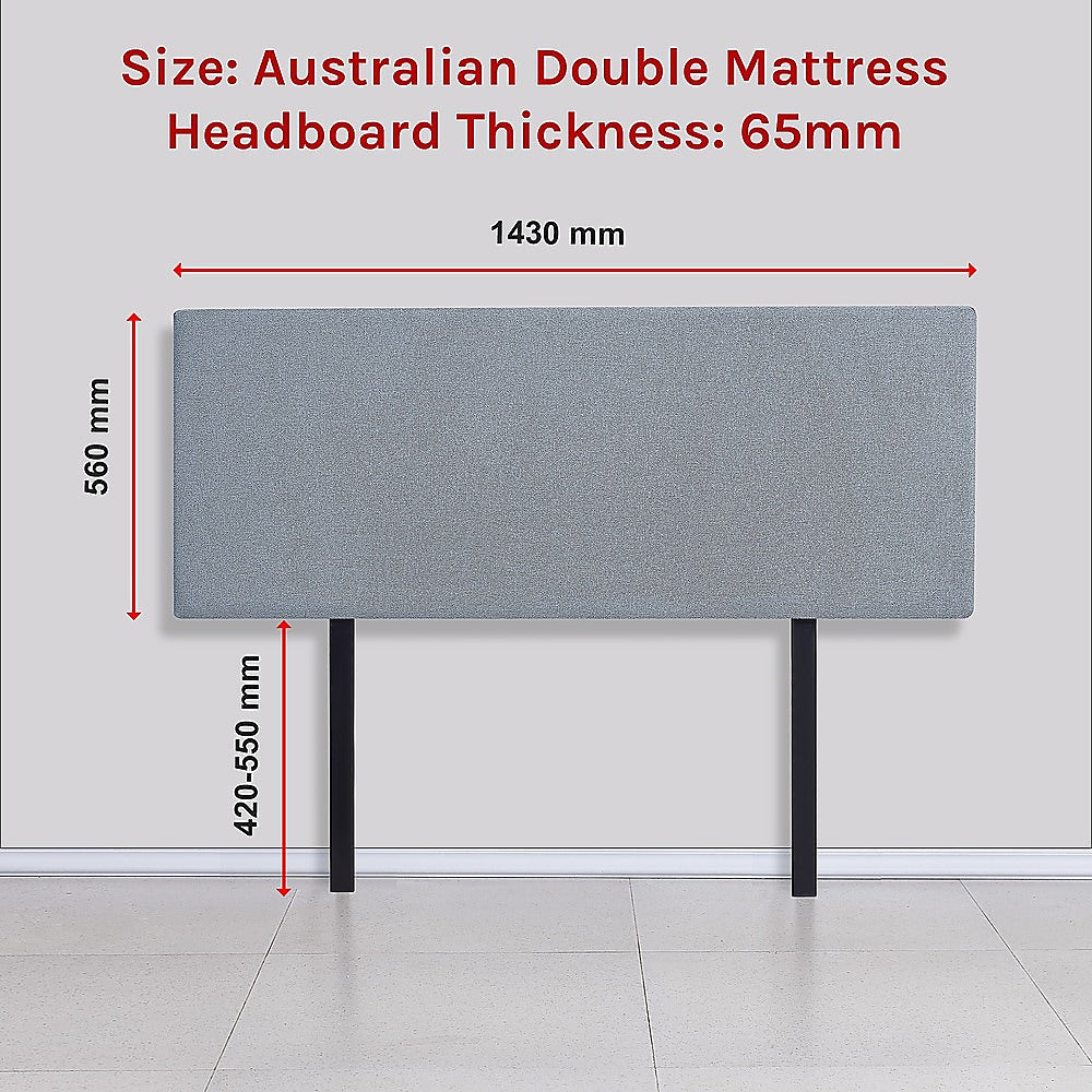 Linen Fabric Double Bed Deluxe Headboard Bedhead - Berlin Blue V63-839511