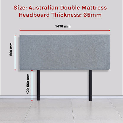 Linen Fabric Double Bed Deluxe Headboard Bedhead - Berlin Blue V63-839511