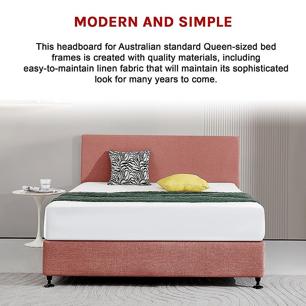 Linen Fabric Queen Bed Deluxe Headboard Bedhead - Pearl Copper Brown V63-839531