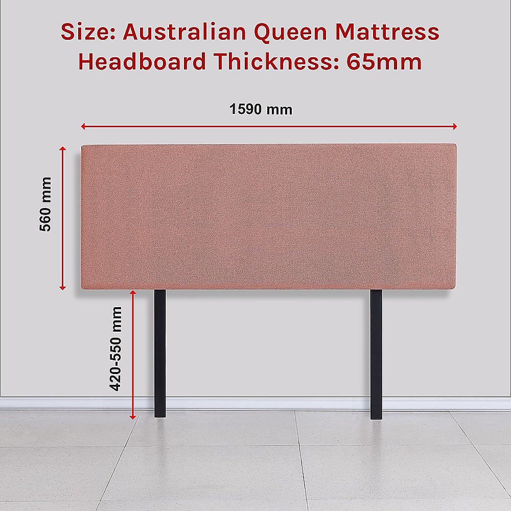 Linen Fabric Queen Bed Deluxe Headboard Bedhead - Pearl Copper Brown V63-839531