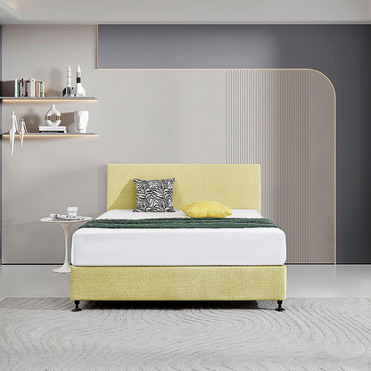 Linen Fabric Queen Bed Deluxe Headboard Bedhead - Sulfur Yellow V63-839561