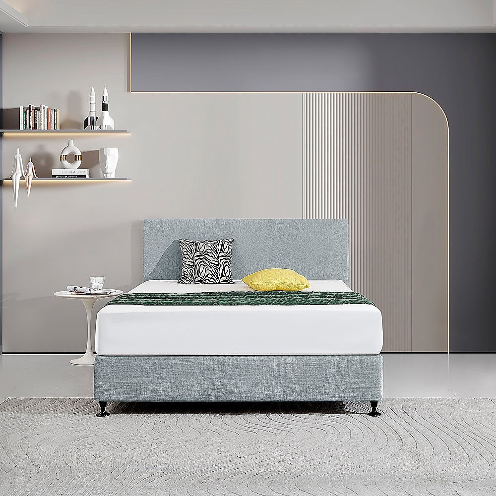 Linen Fabric Queen Bed Deluxe Headboard Bedhead - Stone Grey V63-839581