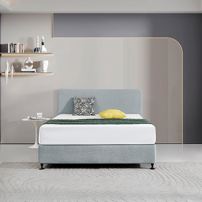 Linen Fabric Queen Bed Deluxe Headboard Bedhead - Stone Grey V63-839581