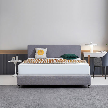 Linen Fabric King Bed Deluxe Headboard Bedhead - Slate Ash V63-839631
