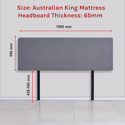 Linen Fabric King Bed Deluxe Headboard Bedhead - Slate Ash V63-839631