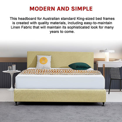 Linen Fabric King Bed Deluxe Headboard Bedhead - Sulfur Yellow V63-839641