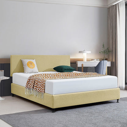 Linen Fabric King Bed Deluxe Headboard Bedhead - Sulfur Yellow V63-839641